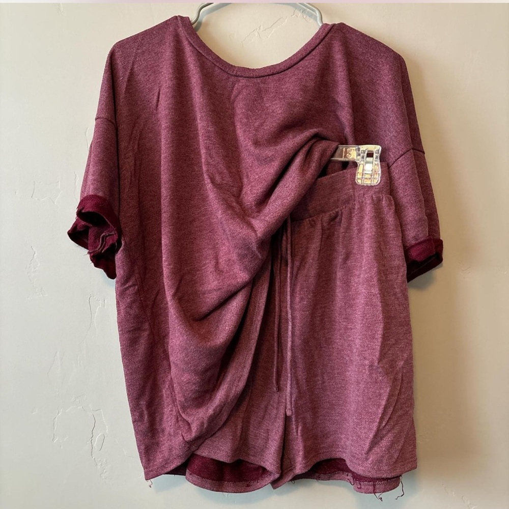 Women's Burgundy Short Sleeve Pajama Set